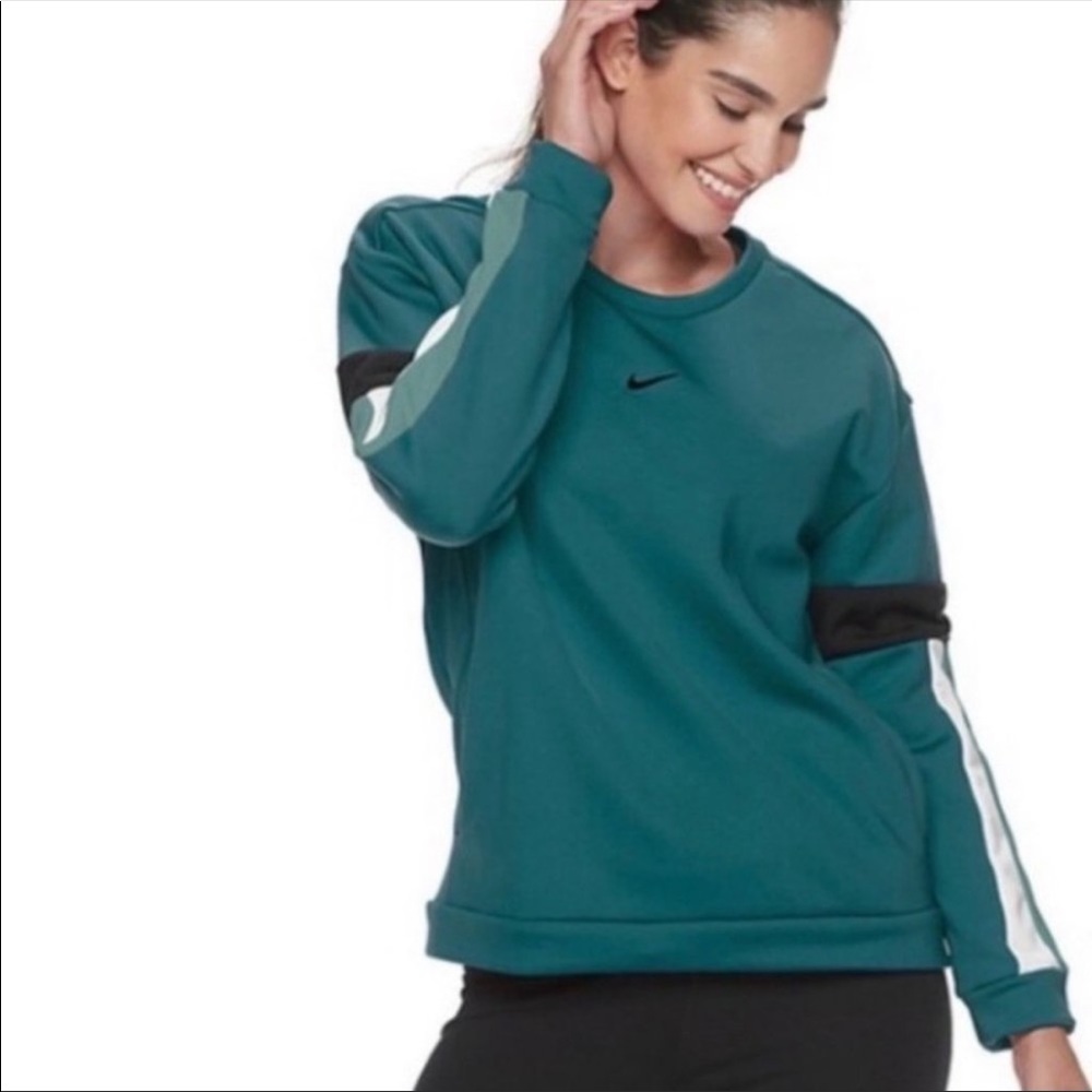NEW Nike Therma Teal Colorblock Pullover Sweatshirt Womens Size XS